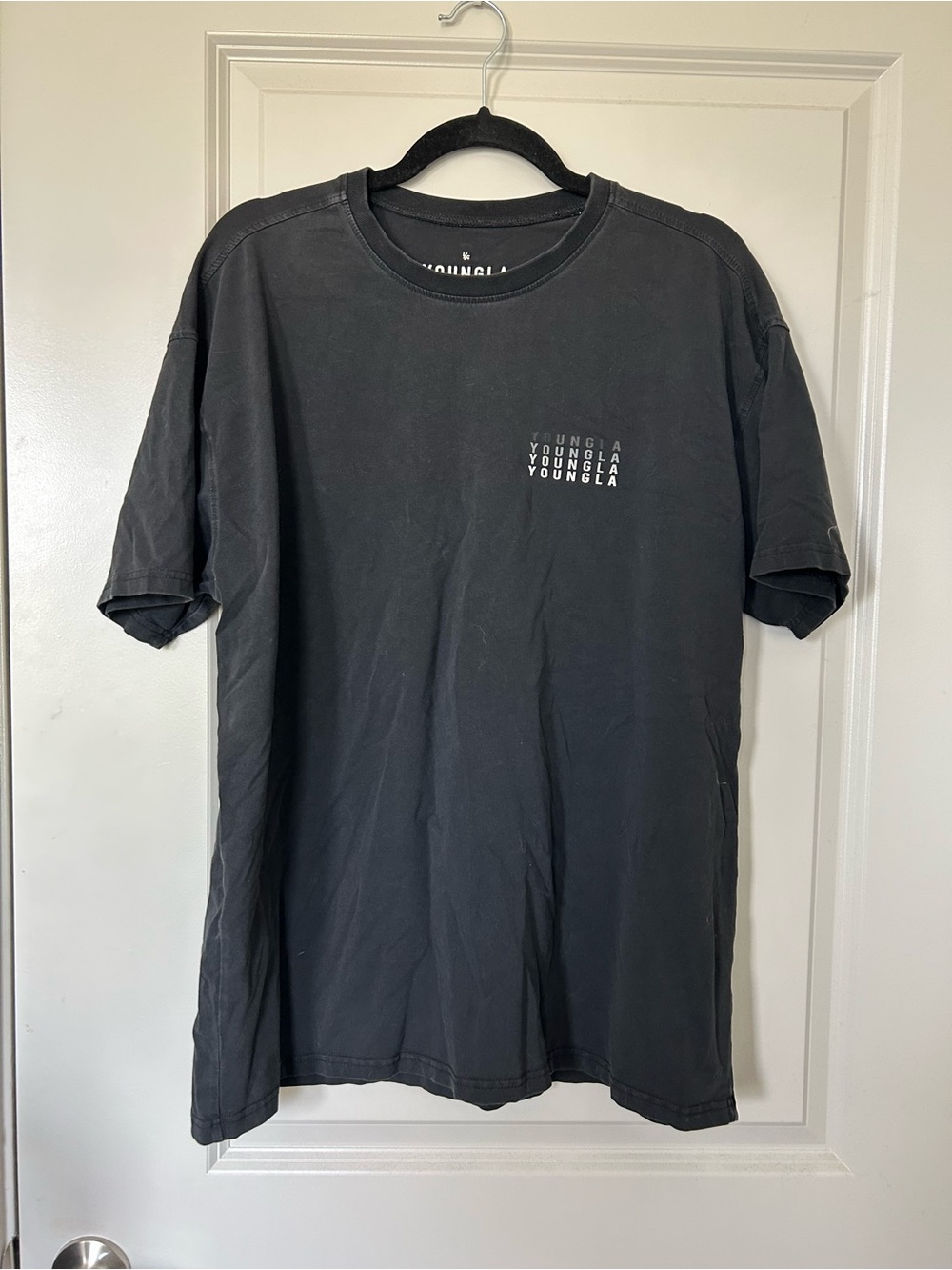 YoungLA Black Short Sleeve Crewneck T-Shirt with Mini Logo